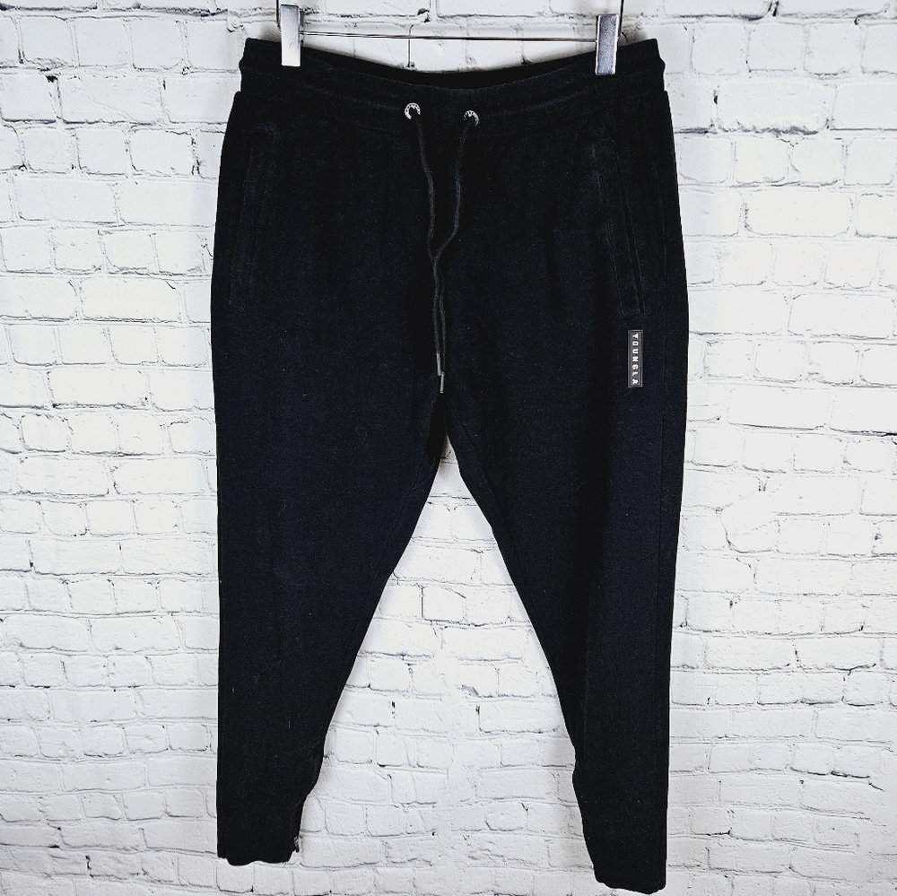 YOUNGLA | zip pockets drawstring waist jogger sweatpants